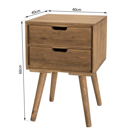 SECONDE MAIN - Chevet scandi bois marron 2 tiroirs Sapin ANDY