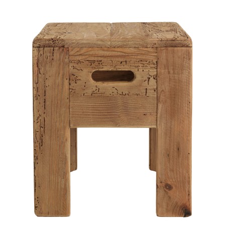 Tabouret carré 35x35cm bois Pin recyclé SANDY