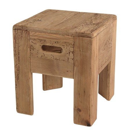 Square stool 35x35cm recycled pine wood SANDY
