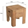 Tabouret carré 35x35cm bois Pin recyclé SANDY
