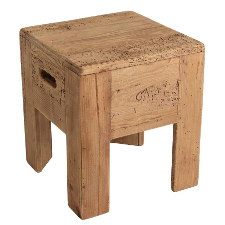 Tabouret carré 35x35cm bois Pin recyclé SANDY
