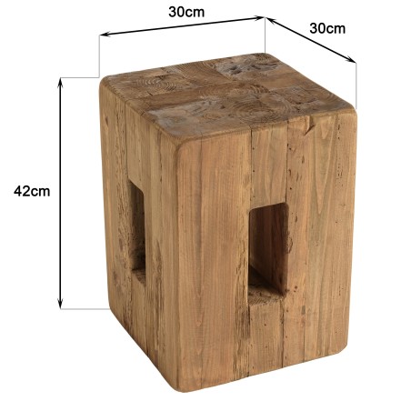 Square stool 30x30cm recycled pine wood SANDY