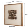 Wall decoration in recycled pine with geometric patterns, 62 x 62 cm