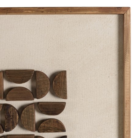 Wall decoration in recycled pine with geometric patterns, 62 x 62 cm