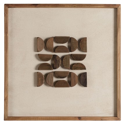 Wall decoration in recycled pine with geometric patterns, 62 x 62 cm