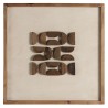 Wall decoration in recycled pine with geometric patterns, 62 x 62 cm