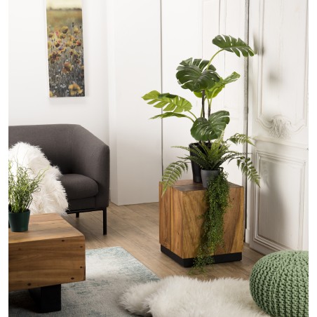 SECONDE MAIN - Table d'appoint carrée SAM bois Suar 38x38cm
