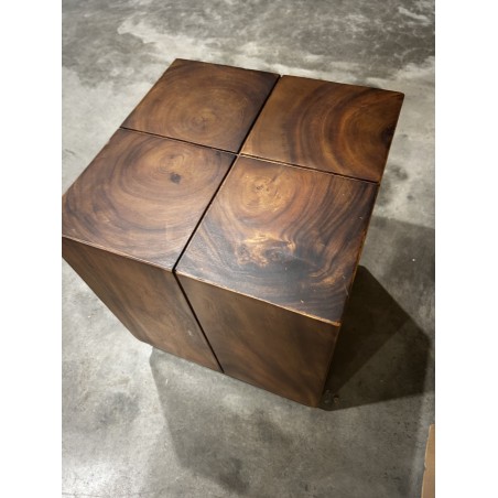 SECOND HAND - SAM Square Side Table 38x38cm Suar Wood with Black Base