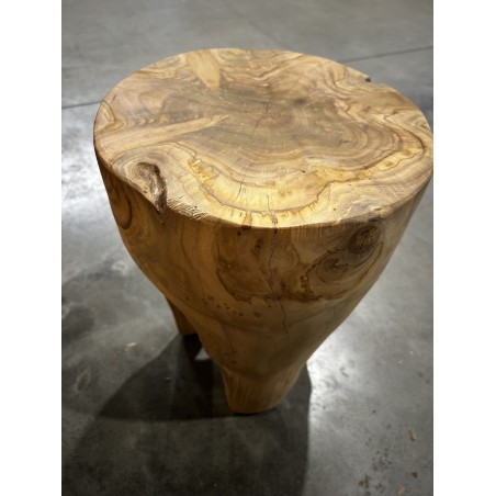 WALLY Round Stool - Teak Wood - 30 x 30 cm - Natural Brown