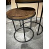 Set de 2 tables d'appoint rondes marrons Teck recyclé Acacia Mahogany pieds métal noirs