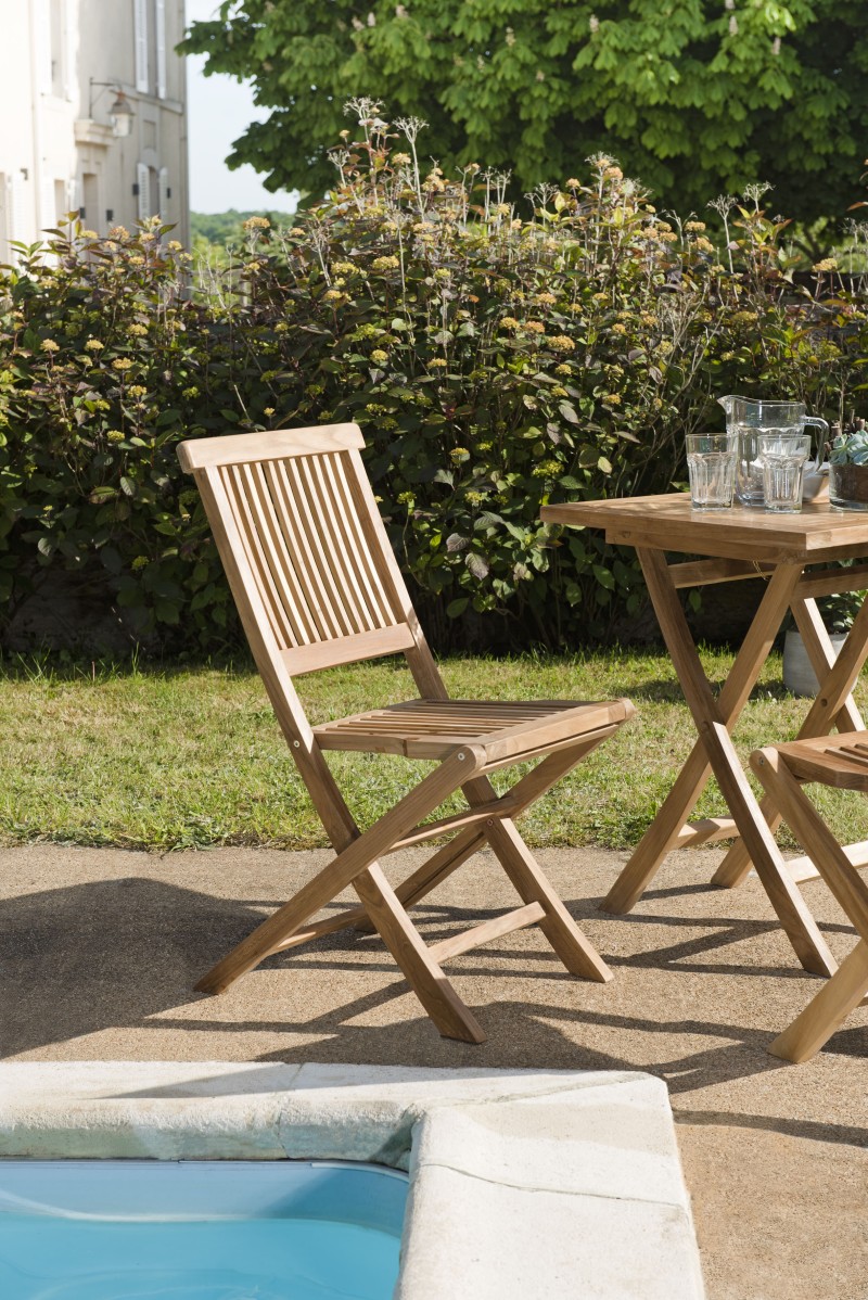 SECONDE MAIN - Ensemble de 2 chaises de jardin Java en bois Teck SECONDE MAIN - Ensemble de 2 chaises de jardin Java en bois Teck