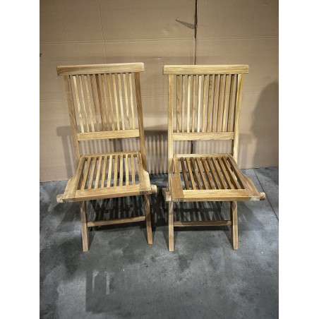 SECONDE MAIN - Ensemble de 2 chaises de jardin Java en bois Teck