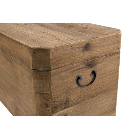 Coffre rangement marron bois Pin recyclé poignées métal noir | Collection Sandy