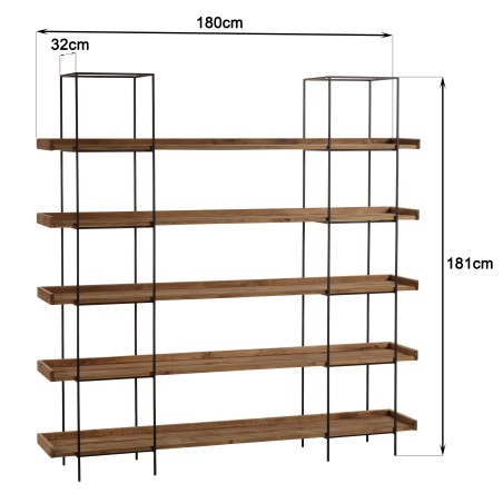 DANDY - Etagère 5 niveaux bois Pin recyclé structure métal