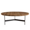Round coffee table 90x90cm recycled pine wood and black metal legs - DANDY