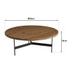Round coffee table 90x90cm recycled pine wood and black metal legs - DANDY