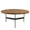 Round coffee table 70x70cm recycled pine wood and black metal legs - DANDY