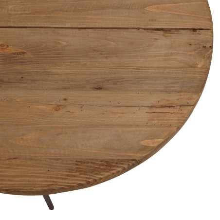 Round coffee table 70x70cm recycled pine wood and black metal legs - DANDY