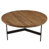 Round coffee table 70x70cm recycled pine wood and black metal legs - DANDY