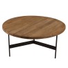 Round coffee table 70x70cm recycled pine wood and black metal legs - DANDY