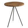 Round coffee table 70x70cm recycled pine wood and black metal legs - DANDY