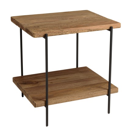 Table d'appoint rect. 50x42cm bois Pin recyclé et pieds métal - DANDY