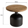 Table d'appoint ronde 50x50cm bois Pin recyclé pied métal noir