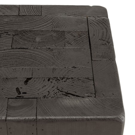 DANDY - Tabouret carré noir 35x35cm bois Pin recyclé