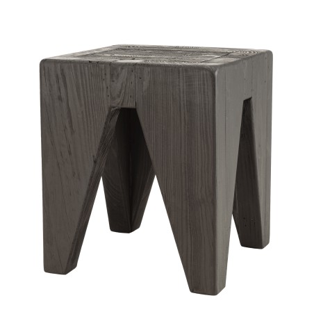DANDY - Tabouret carré noir 35x35cm bois Pin recyclé