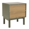 Green bedside table with 1 drawer and 1 shelf in natural wood ETHAN