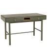 Bureau vert 2 tiroirs et 1 niche en bois naturel  - ETHAN