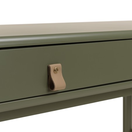 ETHAN - Green desk with 2 drawers and 1 niche in natural wood