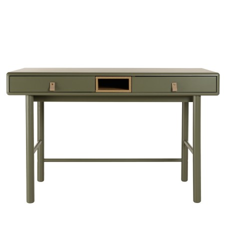 ETHAN - Green desk with 2 drawers and 1 niche in natural wood