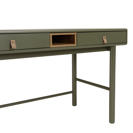 Bureau vert 2 tiroirs et 1 niche en bois naturel  - ETHAN