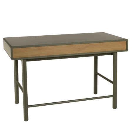 ETHAN - Green desk with 2 drawers and 1 niche in natural wood