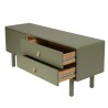 Meuble TV vert 1 porte, 2 tiroirs et 2 niches en bois naturel - ETHAN