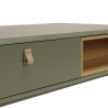 Green coffee table with 2 drawers and 2 compartments in natural wood - ETHAN