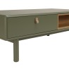 Green coffee table with 2 drawers and 2 compartments in natural wood - ETHAN