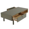 Table basse verte 2 tiroirs et 2 niches en bois naturel - ETHAN