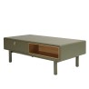 Green coffee table with 2 drawers and 2 compartments in natural wood - ETHAN