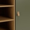 Green sideboard with 1 door, 3 drawers and 3 compartments in natural wood - ETHAN