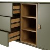 Buffet vert 1 porte 3 tiroirs 3 niches bois naturel - ETHAN