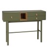 Green console table with 3 drawers and 1 niche in natural wood - ETHAN