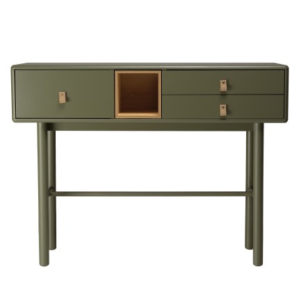 Console verte 3 tiroirs et 1 niche en bois naturel - ETHAN