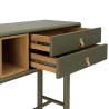 Green console table with 3 drawers and 1 niche in natural wood - ETHAN