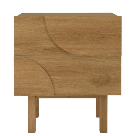 Chevet couleur naturelle 2 tiroirs décor motif arrondi - ETHAN