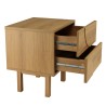 Natural-coloured bedside table with 2 drawers and rounded motif decoration - ETHAN