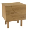Natural-coloured bedside table with 2 drawers and rounded motif decoration - ETHAN