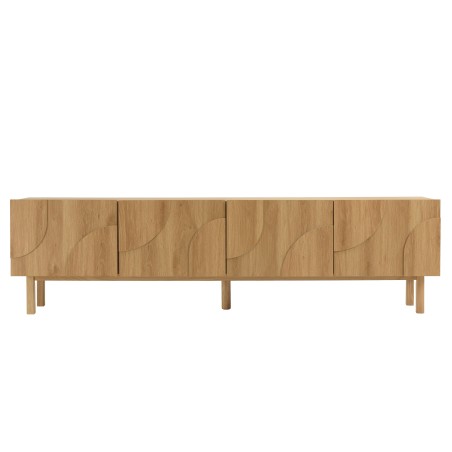 Meuble TV couleur naturelle 4 portes décor motif arrondi - ETHAN