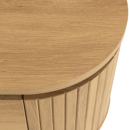 Natural-coloured rounded TV cabinet with 3 doors - ETHAN